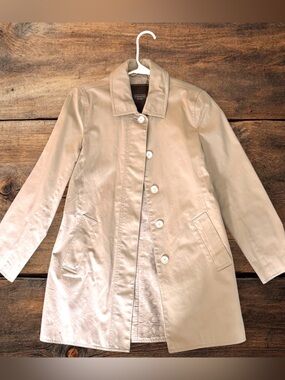 COACH Khaki Cotton Trench Coat Signature Lined Jacket Women’s XS